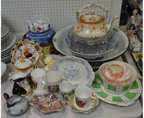 Ceramics - a Royal Winton Hazel pattern trinket dish; a Maling ware octagonal vase; commemorative mugs; Noritake trinket dish