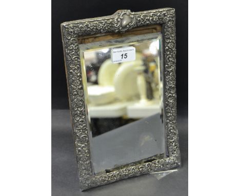 A Victorian silver mounted easel mirror, Birmingham 1899. 28cm x 18cm.