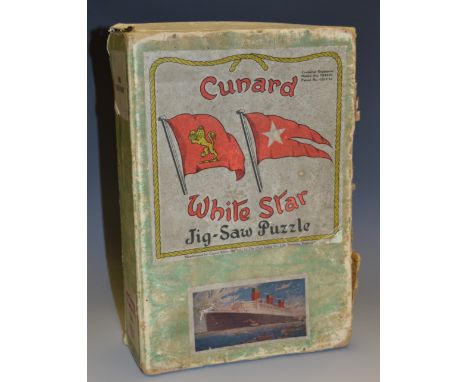 A Chad Valley White Star R.M.S. Queen Mary wooden jigsaw, original box; 