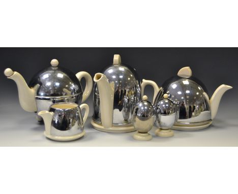 Heatmaster teapot, another similar, a coffee pot, milk jug & two egg cups c.1950's (6)