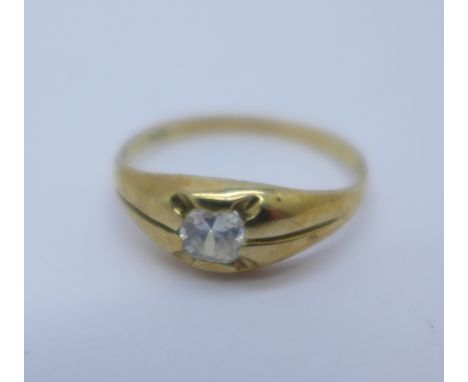 A small 9ct gold and cubic zirconia ring, 0.8g, H