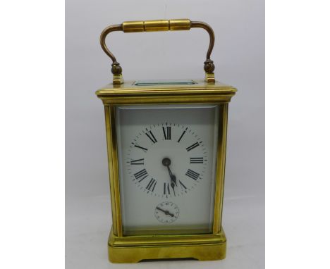 A carriage clock with striking movement, 13cm
