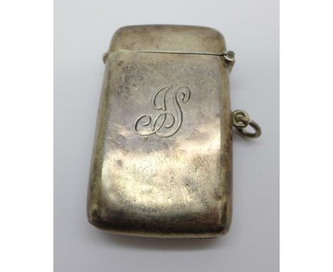 A silver vesta case, Walker &amp; Hall, Sheffield 1910