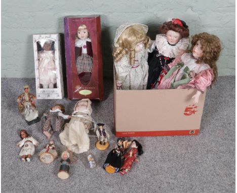 A collection of mostly ceramic headed dolls to include boxed Symphony and Dolls of Distinction examples.