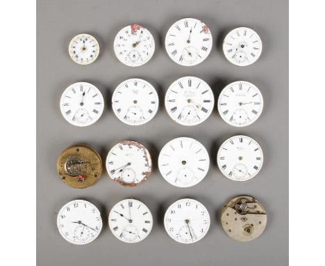 A collection of assorted pocket watch movements to include Elgin, Waltham Mass, The "Signal" Watts and Co., Simit No.2, etc.