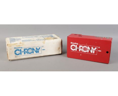 A Shooting Chrony Chronograph; Alpha Model. Measures the speed/velocity of ammunition. In box.