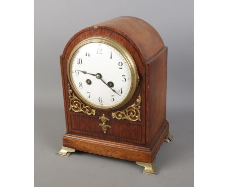 A Paris Vincent &amp; Cie mahogany mantel clock with Arabic numerals. The movement is stamped "Vincenti &amp; Cie Medaille l'