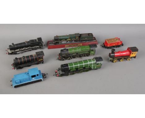 A collection of seven model railway engines, to include Tri-ang R358 Old Timer "Davy Crockett", King Class GWR Train Model Mo