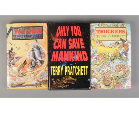 Terry Pratchett (1948-2015) three books to include signed first edition 'Only You Can Save Mankind', first edition 'Wings' an