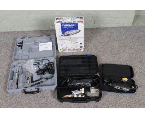 A collection of Dremel tools to include cased Moto Saw, Multitool Model 4250 and Multitool Model 3000.