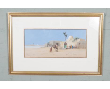 Watercolour by R Cooper of an Egyptian scene, signed to bottom left corner 39x58cm