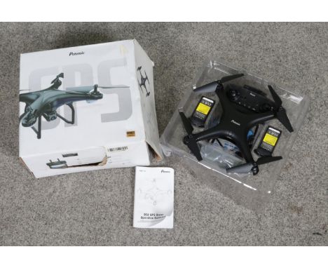 A boxed Potensic D58 drone featuring 1080P Full HD camera and GPS positioning. Includes remote control and instruction manual