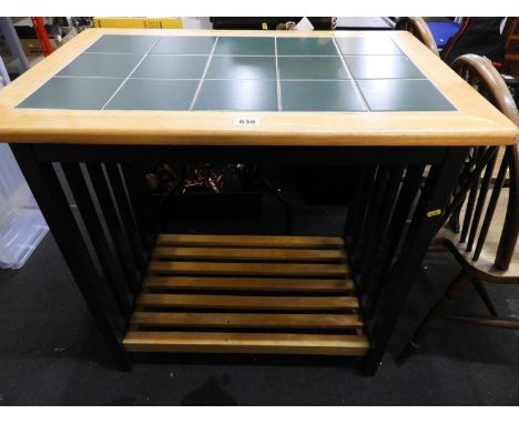 Tile Topped Kitchen Island with Shelf under 