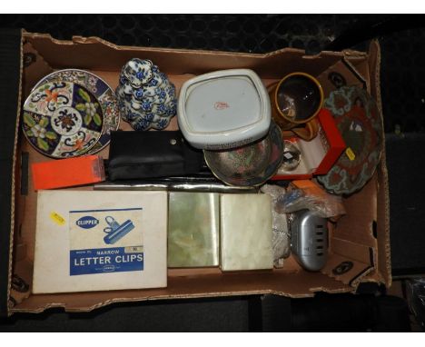 Box of Misc - Ceramic Christmas Tree, Letter Clips etc 