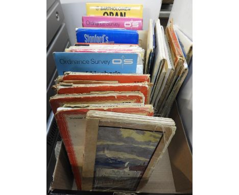 Box of Ordnance Survey Maps - The Lake District, Weston-Super-Mare etc 