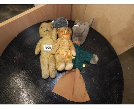 Vintage Teddy Bears and Hand Puppet 