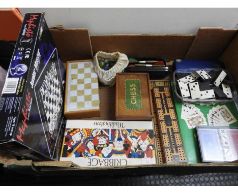 Box of Games - Chess, Dominoes and Cribbage etc 