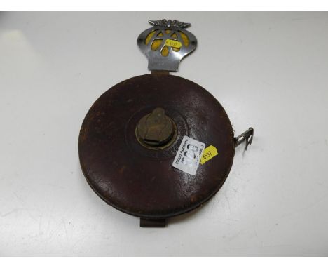 Vintage Tape Measure and AA Badge 