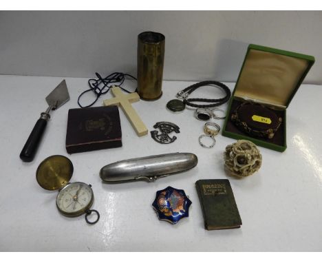Quantity of Collectables - Jewellery, Shell Case and Mini Trowel etc 