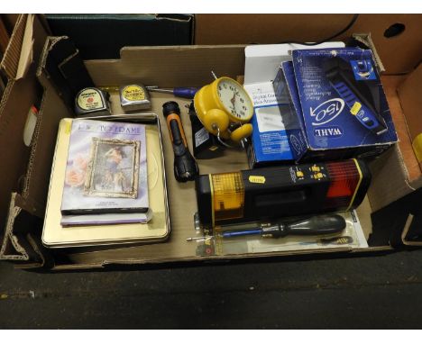 Box of Misc - Hair Clippers, Alarm Clock etc 