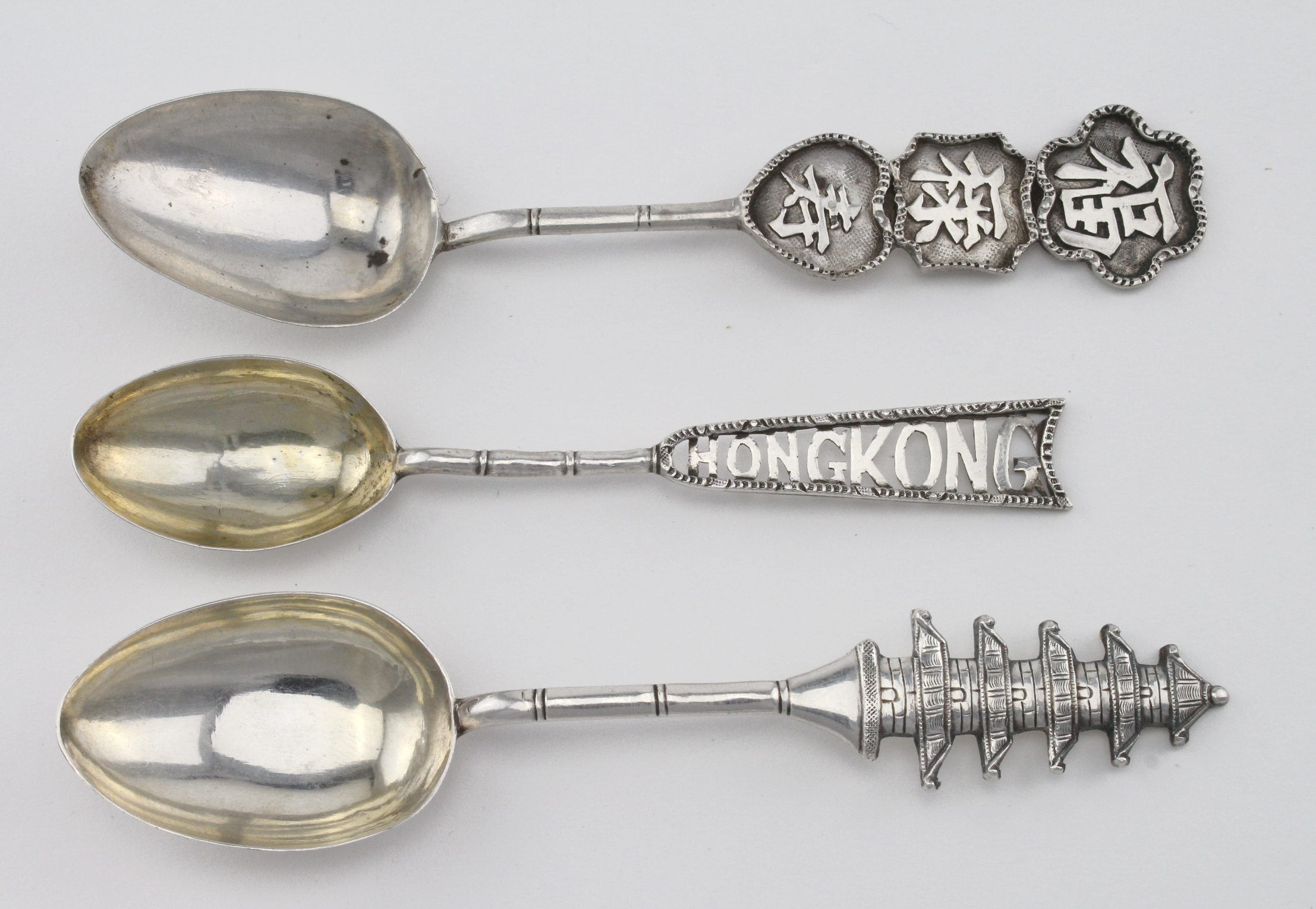 Three Chinese silver spoons various Chinese marks. Weight 28.1g