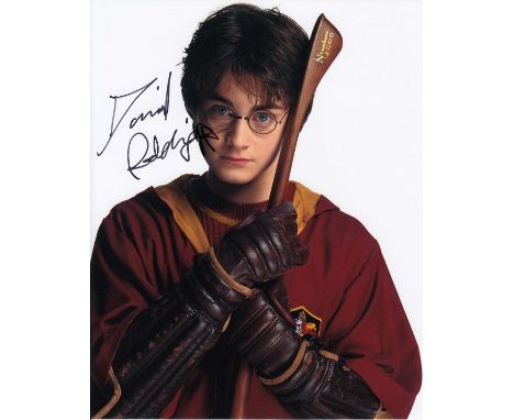 Daniel Radcliffe signed 10 x 8 colour photo. Perfect portrait photo of him as Harry Potter seen here in his Quidditch uniform
