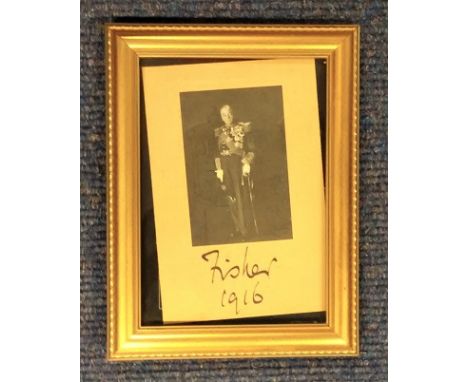 John Arbuthnot Fisher, First Baron Fisher mounted 7 x 5 inch black and white photo with PRINTED autograph Fisher dated 1916