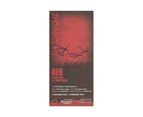 Eddie Redmayne & Alfred Molina autographed theatre flyer for the play Red. Eddie Redmayne won the Best Actor Oscar for the fi