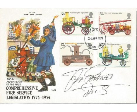 Doctor Who Jon Pertwee signed 200th Anniv of the first comprehensive fire service legislation 1774-1974 FDC