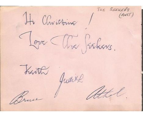 The Seekers vintage 1960s fully signed Album Page