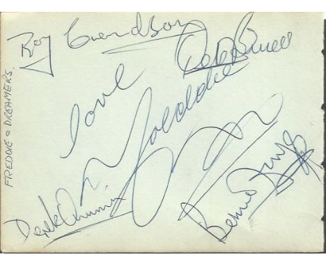 Freddie And the Dreamers 1960s Vintage Fully Signed Album Page, Also Signed by Johnny Hart on The Reverse 
