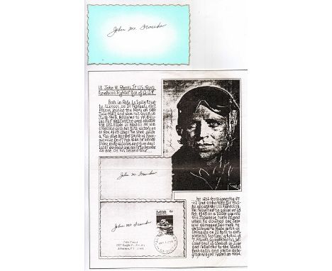 Lt John M Franks Jr US Signature on fine art card of WW2 Navy ace. 