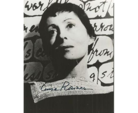 Luise Rainer signed 5x5 black and white photo. German and American film actress. She was the first actor to win multiple Acad