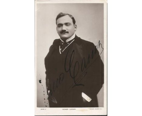 Enrico Caruso signed 6 x4 black and white photo. Rotary Photographs portrait. Autograph light to E of Enrico. Nice young imag