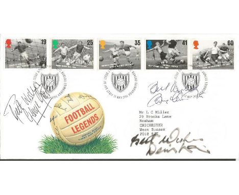 Manchester United legends autographed cover. 1996 Royal Mail Football Legends first day cover signed by Manchester United leg