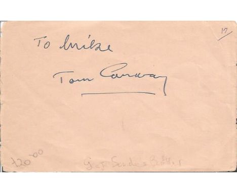 Tom Conway signed autograph album page British film, television and radio actor remembered for playing private detectives (in