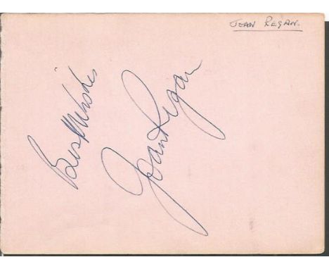 Jean Regan 1950s 60s Singer Signed Vintage Album Page, Also Signed by Pinky & Perky on The Reverse 