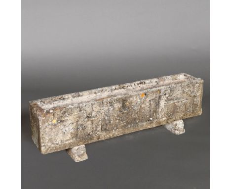 A STONE TROUGH PLANTER. decorated with scenes of workers working, length 135cm Location: - Berkshire RG41