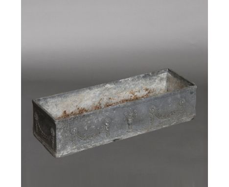 A LEAD PLANTER. of rectangular form with Classical decoration, length 60cm, height 50cm, depth 20cm. *CR No remarks. Location