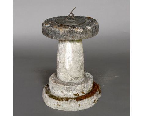 A SMALL COMPOSITE CIRCULAR SUNDIAL. on a stepped base, height 52cm Location: - Berkshire RG41