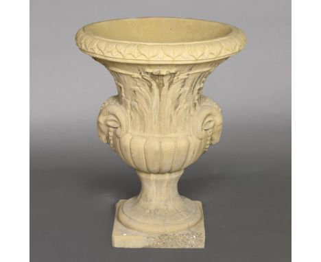 A LARGE STONE CLASSICAL STYLE PLANTER. with ram's head decoration, height 92cm, width 70cm Location: - Berkshire RG41