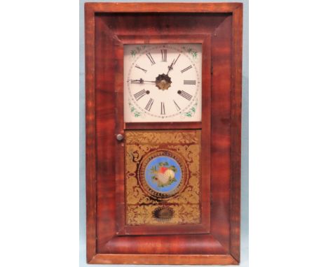Jerome &amp; Co. Vintage mahogany and oak cased American mantle clock. App. 66cm H x 39cm W Used condition, not tested for wo