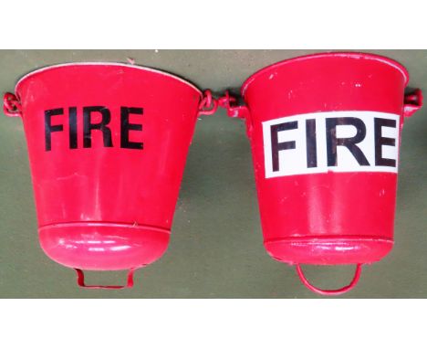 Two vintage hanging fire buckets

 