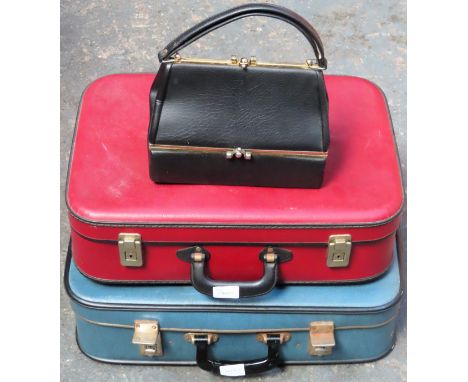 Two vintage suitcases, plus ladies handbag

 