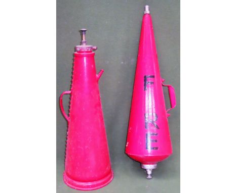 Two vintage fire extinguishers used and unchecked