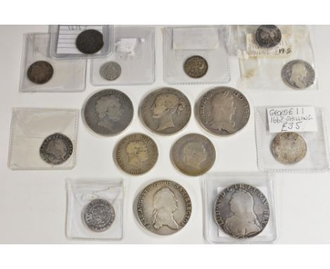 Coins, GB and Europe, Charles II: 1662 silver crown, first draped bust right, rose below, 37mm, Spink no. 3350; 1668 shilling