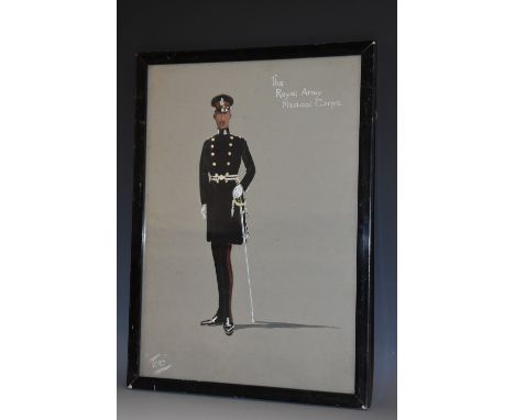 Toc (early to mid-20th century) Portrait, Officer of the Royal Army Medical Corps, full-length, wearing uniform signed, water
