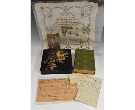 Alfred, Lord Tennyson - an interesting collection of family ephemera and memorabilia, including Poems of Tennyson, Oxford Uni