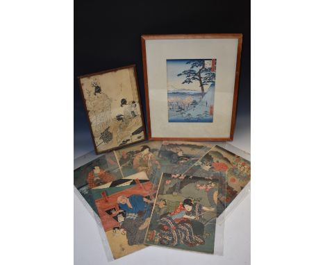 Utagawa Kunisada (1786-1865), by, a Japanese woodblock print, Bando Shuka I as the Servant Meshitsukai Ohatsu, left hand leaf