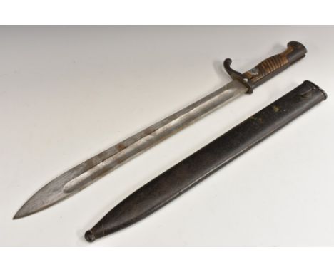 A German World War I bayonet, for the Mauser M1898 rifle, 36.5cm straight fullered blade marked Waffenfabrik Mauser AG, Obern